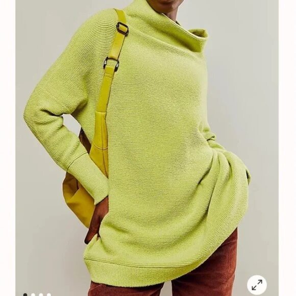 FREE PEOPLE-Ottoman Slouchy Tunic-Celery Green-Cotton Blend-Size S-NEW WITH TAG - Picture 1 of 4